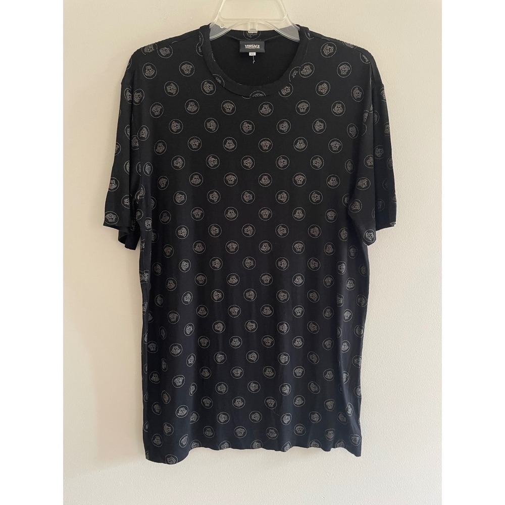 Versace Jeans Couture Mens Black Medusa Head All Over Print T-Shirt XL Italy